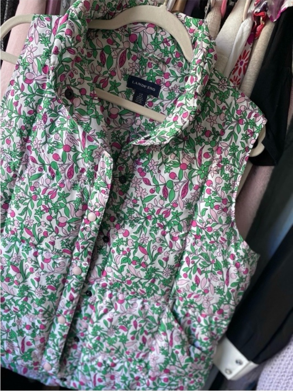 Lands’ End Women’s Floral Quilted Puffer Vest